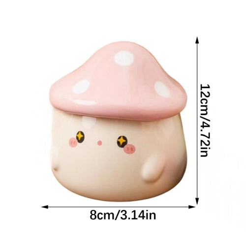 Ceramic Travel Mug With Lid-Russula mushroom handle gift box 2