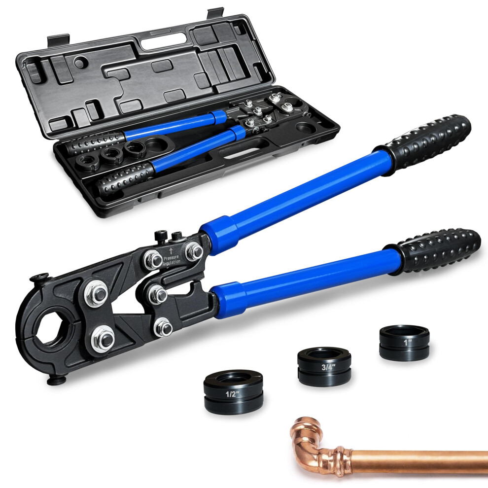 Copper Pipe Crimping Tool With Quick Jaw Change, Telescopic Handles, 1/2', 3/4', 1' Jaws 9001264039257