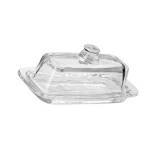 Space Saving Glass Butter Tray with Lid for-Transparent color