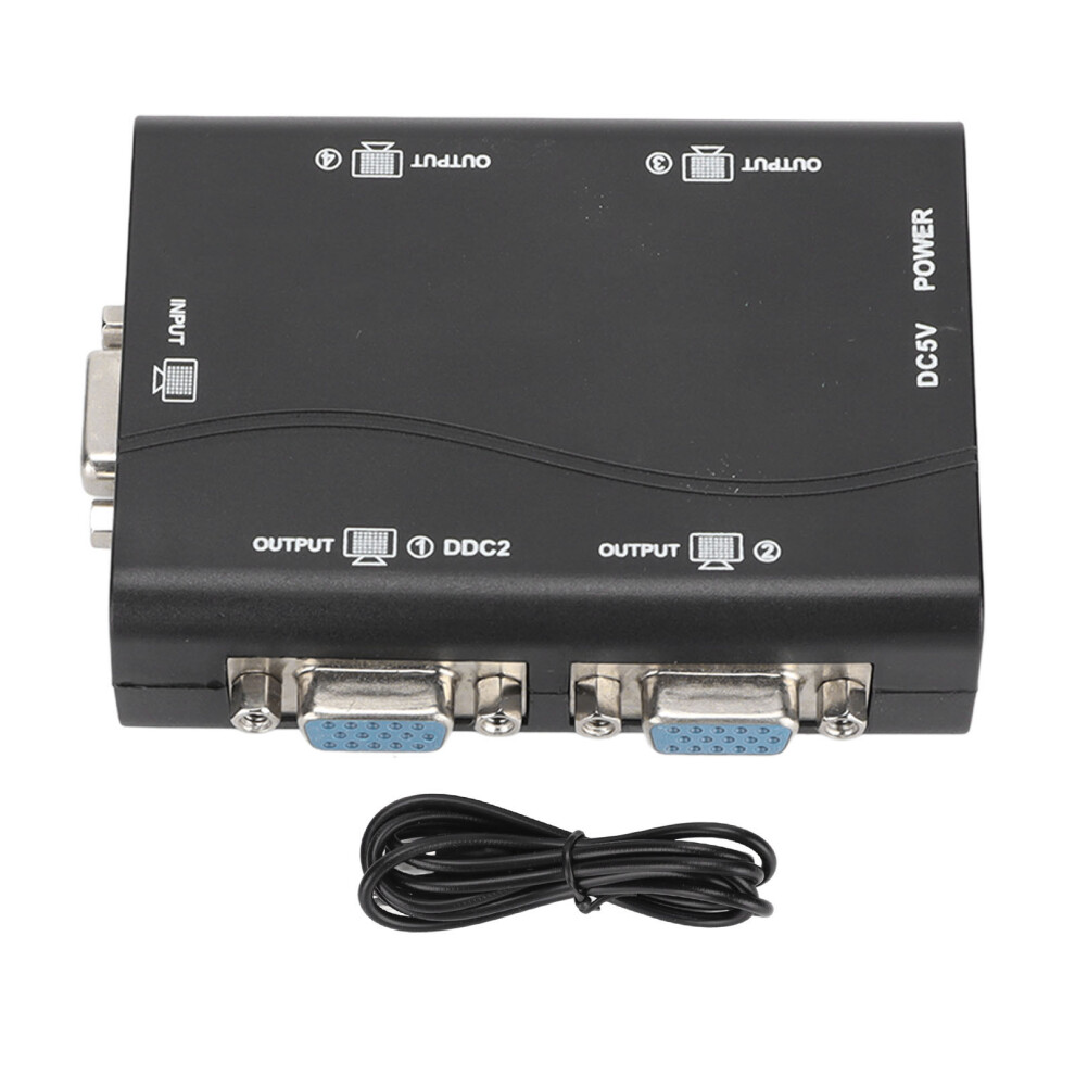 Vga Splitter For Dual Display Setup,High Resolution Vga Splitter 1 In 4 Out With Signal Amplification And Plated Interface, Good Quality, Durable Gold 9420858953067