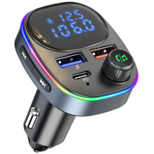Bluetooth 5.3 FM-Transmitter für sicheres und stilvolles Fahren, Fahrzeugspannungsüberwachung, Schnelllade-Autoadapter mit Ambientebeleuchtung,