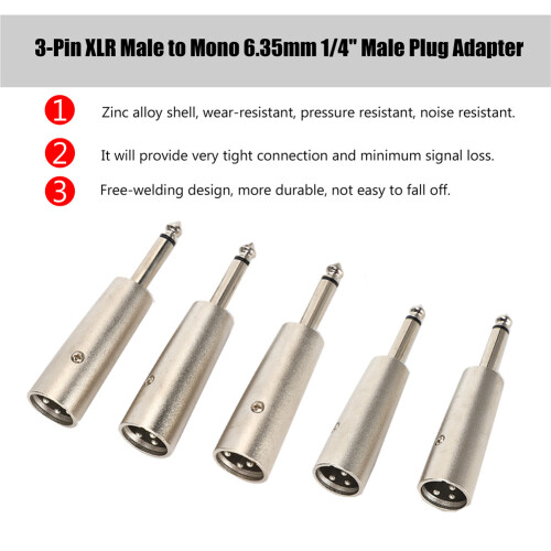 Αλλαγή φύλου ήχου XLR3Pin αρσενικό σε βύσμα 6.35mm προστατευτική θωράκιση υλικό 2