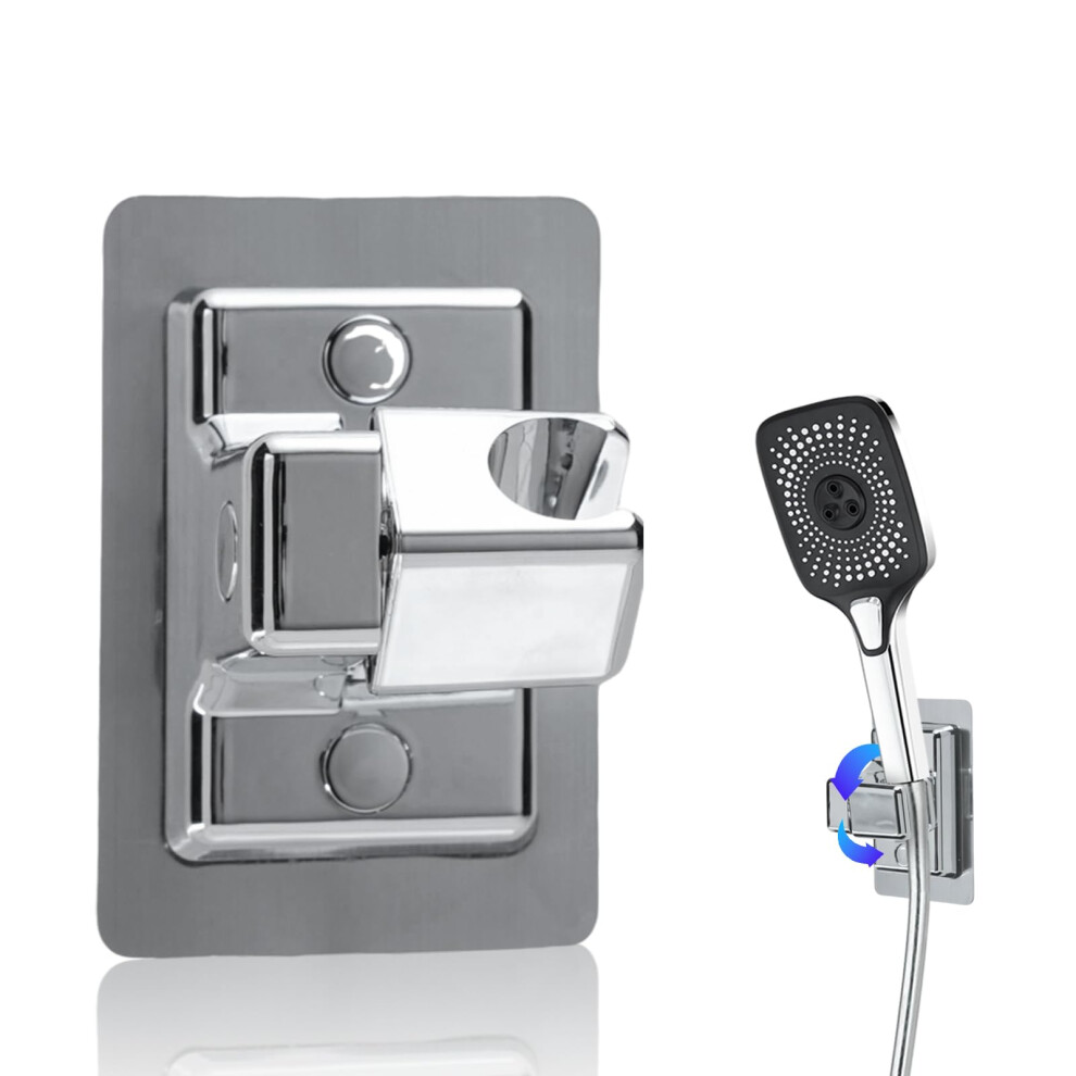 Handheld Shower Head Holder Wall Mount, Adjustable 360 Rotating Nodrill Adhesive Bracket Chrome 9119770768605