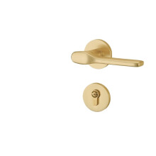 Silent Bedroom Door Lock with Matte Gold Interior Door Lever for Wooden Doors 3550mm Thickness