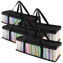 4 Pack Transparent PVC Media Storage Bags Water Resistant for CDs and Albums