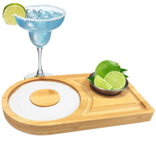 Bamboo Margarita Salt Rimmer Set with Stainless Steel Bowl for Easy Cocktail and Sugar Rimming
