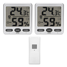 Kabelloses LCD-Thermometer für Innen und Außen mit digitalem Hygrometer, Temperatur- und Feuchtigkeitsmesser, Fernsensoren, Maximal- und