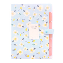 6 Pocket Expanding File Organiser Flower Print Document-Blue