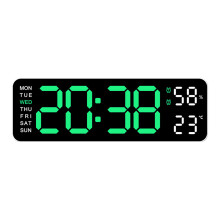 Große LED-Wanduhr, 9 Zoll, mit 2 Weckern, großem Bildschirm-C