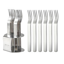 6 PCS Stainless Steel Appetizer Forks Set with Holder, Mini Fruit and Salad Forks for Parties