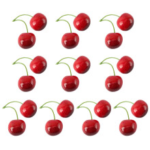 Décorations de cerises artificielles, 10 paires, fausses-Rouge