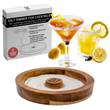 Margarita Salt Rimmer Acacia Wood Mess Cocktail Glass Rimmer for Margaritas and Bloody Marys