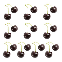 10 paires de fausses cerises artificielles, décorations,-Noir