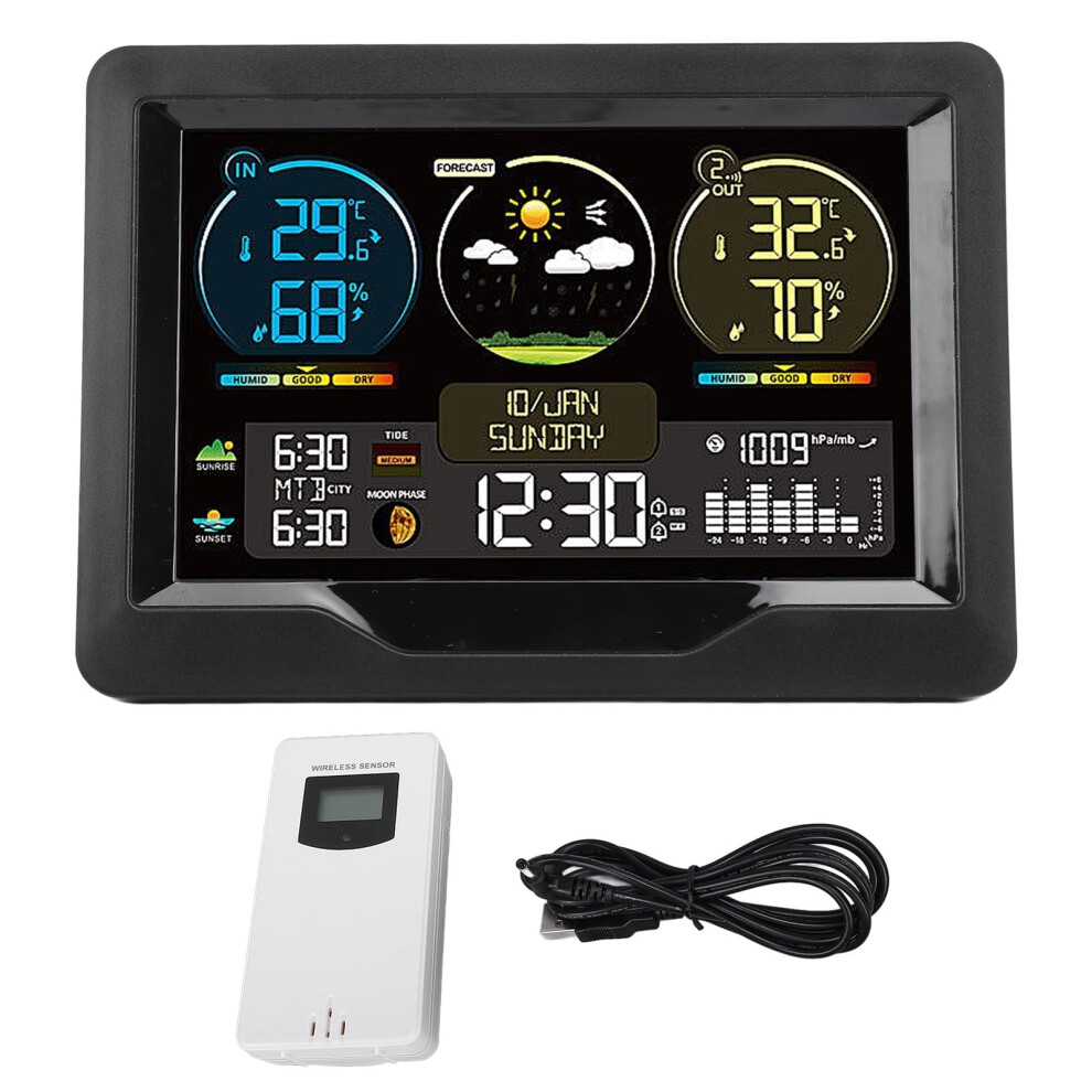 Digital Weather Station With Color Display, Sunrise And Sunset Times, Indoor Temperature And Humidity Clock 9426802873177