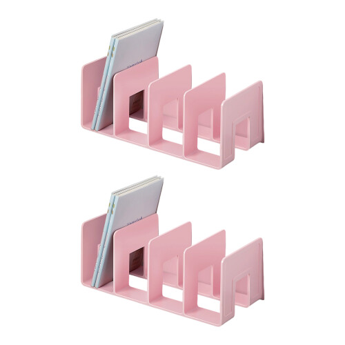 Serre-livres pour étagère 4 sections en acrylique, support-Rose