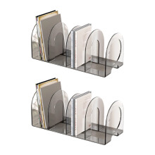 4 Compartments Book End Book Magazine Organizers Stand-Clear