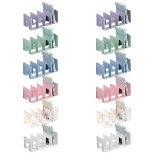 Serre-livres pour étagère 4 sections en acrylique, support-Rose 1