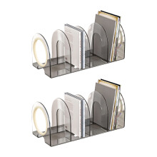 Set van 2 bureauboekensteunen, 4 vakken, acryl boekensteun,-Wit