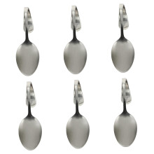 6pcs Curved Handle Stainless Steel Serving Spoons Set for Salad Soup Buffet and Events
