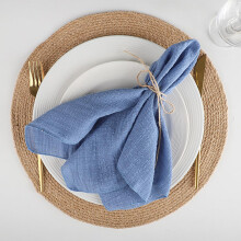 Boho Cloth Dinner Napkins 40 Pack Blue 16.5 x 16.5 Inch Reusable Fabric for Wedding Party