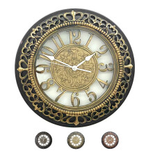 16 Inch Vintage Wall Clock Silent NonTicking Rustic Metal Frame Large Numerals Glass Cover Antique Gold