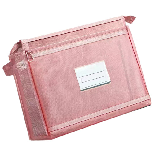 Double Layered Mesh File Bag Document Organiser-pink color
