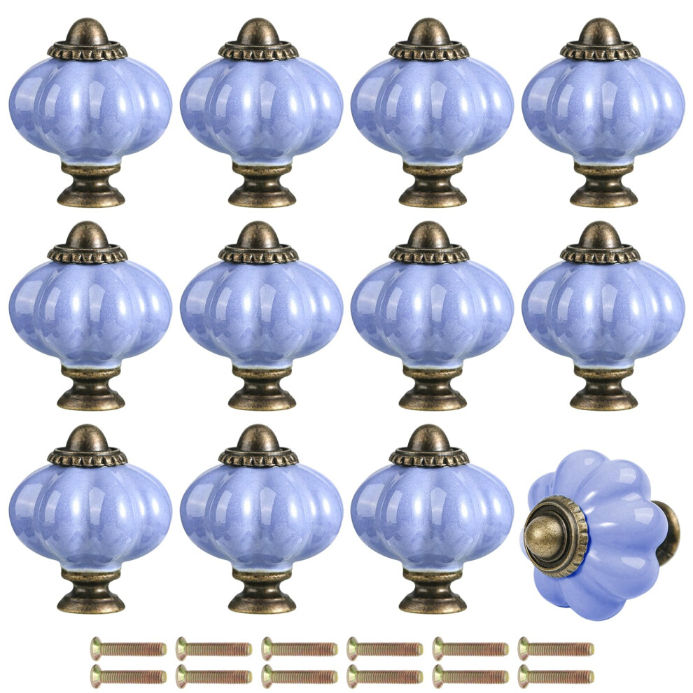 Ceramic Cabinet Knobs Vintage Pumpkin Shape Pastel Macaron Lavender Drawer Pulls 12 Pack 9426802873290