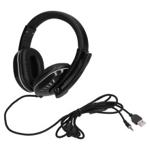 Fülre szerelhető gamer headset basszus surround hangzással, zajszűrő mikrofonnal, sztereó fejhallgató, hifi zene, usb és 3,5 mm-es jack
