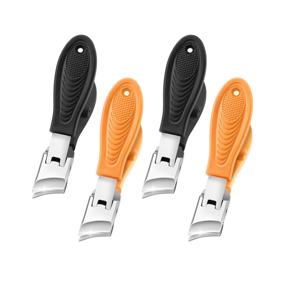 Black/Orange Toenail Clippers For Thick Nails With Wide Jaw Opening, Slanted Blade Ingrown Nail Cutter And