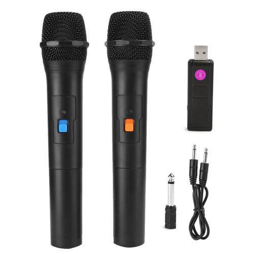 Karaoke Microphone With USB Receiver,VHF Long Distance Wireless System Plug And Play Easy Setup Wide Frequency Response Less Interference Use In