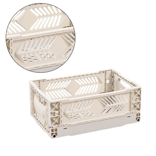 Stackable Storage Basket Plastic Foldable Stationaries-grey
