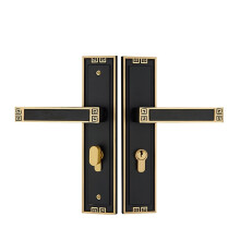 Chinese Style Solid Brass Interior Door Lock with Silent Closing and Ergonomic Handle HC5616 Black