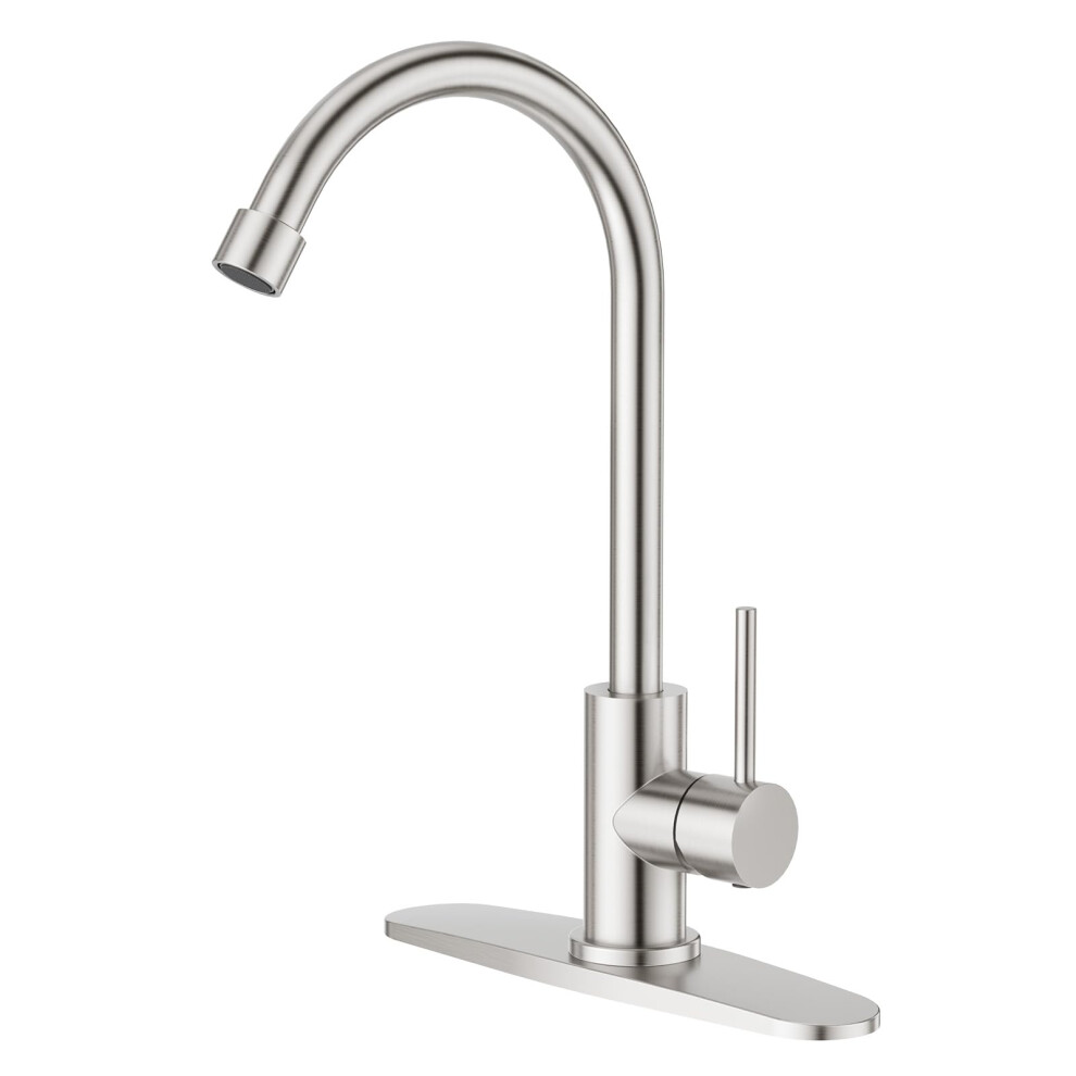 Cold Water Kitchen Faucet 304 Stainless Steel Single Handle 360 Swivel Spout For Outdoor Sink 9189345627231