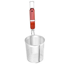Fryer Basket with Wooden Handle, Large Capacity Fine Mesh for French Fries and Deep Fry Cooking