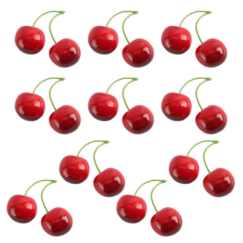 10 Pair Artificial Cherries Simulations Cherries False-Red