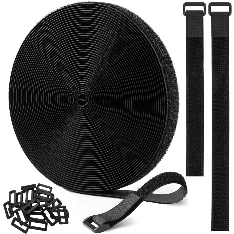 Reusable Cable Straps With 24 Buckles 1'X16ft Adjustable Hook And Loop Ties For Wire Management 9189345627767