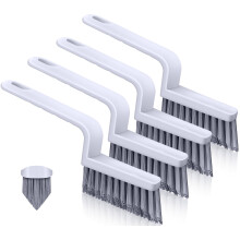 Grout Brush with VShape Hard Bristles for Deep Tile Grout Cleaning, Long Handle, Black, 4 Pack