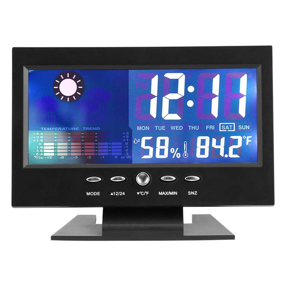 Digital Weather Thermometer With Clock And Alarm, Indoor Temperature And Humidity Meter For Home 9001264042080