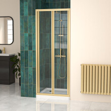 Nes Home 760mm Brushed Brass Bi-fold Shower Door Tempered Glass