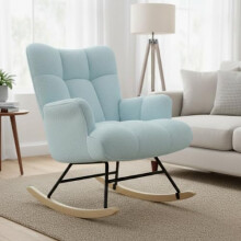 Alivio Teddy Rocking Chair for Nursery with High Backrest (Blue)