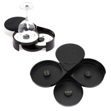 3 Tier Bar Glass Rimmer with Labeled Trays, Food Grade Cocktail Salt Rimmer for Margaritas and Home Bars