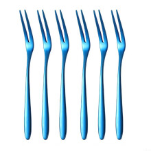 Set of 6 Stainless Steel Fruit Forks 304 Mini Appetizer Picks for Cake Dessert Sushi Snacks Blue