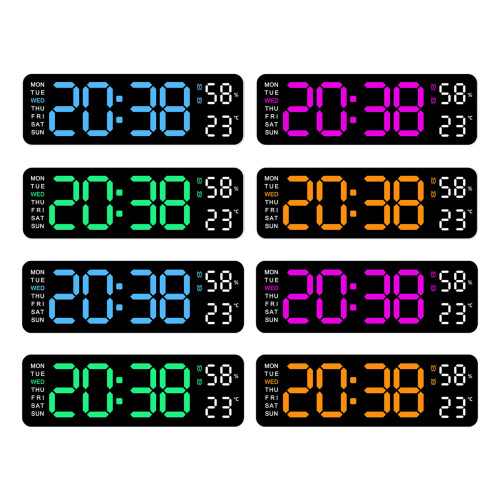 Wall Clock, 9Inch LED Alarm Clock with Big Screen Calendar-A 1