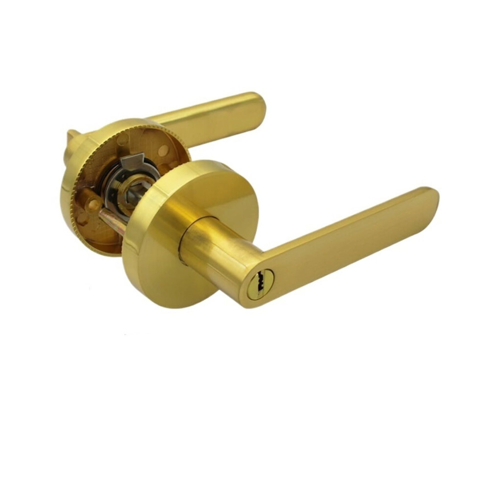 Brushed Gold Door Knob With Heavyduty Security For Bathroom And Bedroom, Firerated Spherical Handle 9119770769435