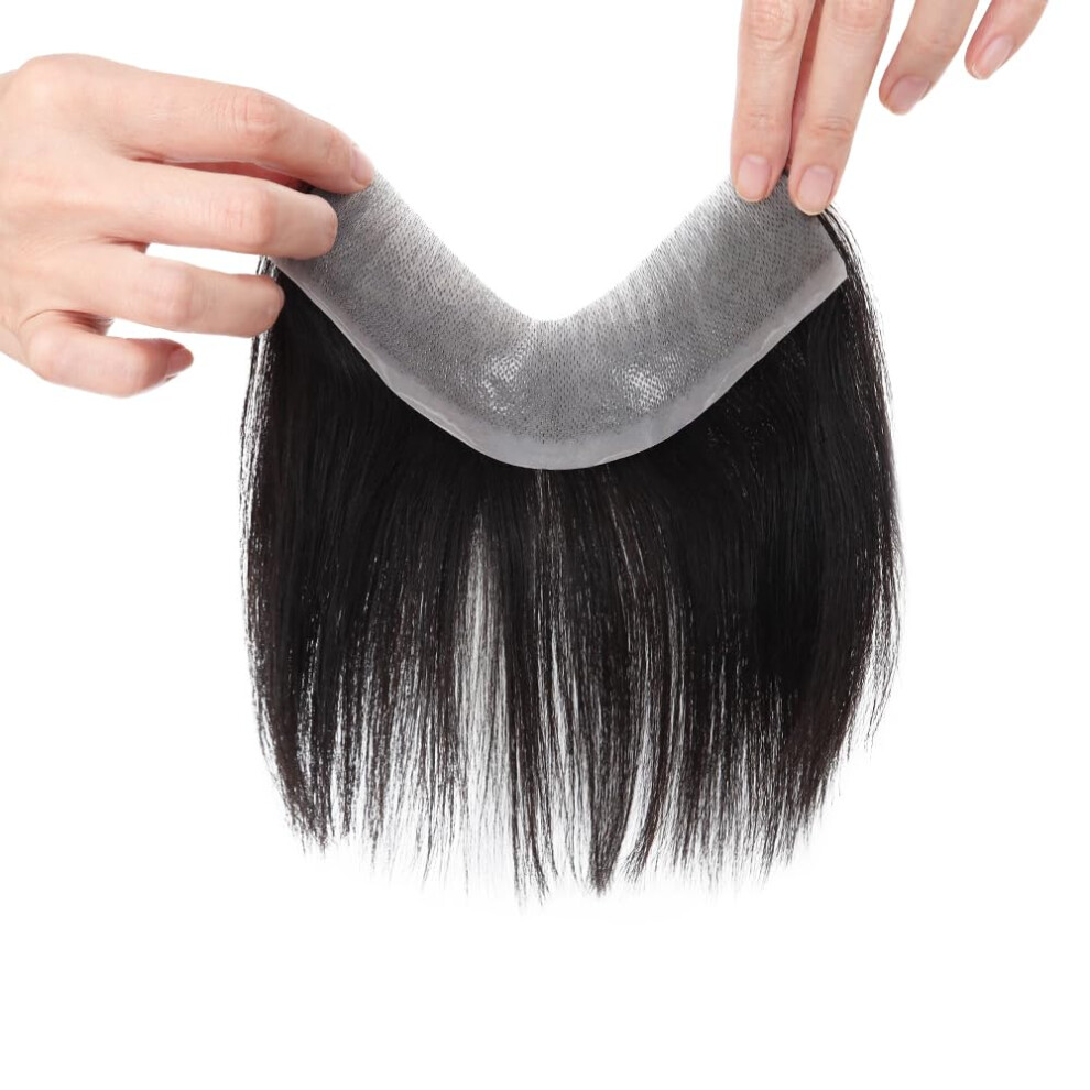 Men's Hairpiece Human Hair Toupee with UltraThin Skin Base and Natural Hairline for Hair Loss (4x18cm)