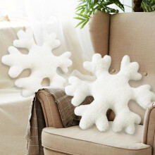 2 Pcs Christmas Throw Pillow Set, 15.7' White Faux Fur Snowflake Cushion, Soft Plush Winter Decor