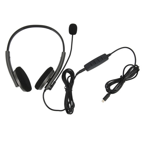 Fone de ouvido empresarial com microfone boom ajustável e design leve para uso prolongado. Compatível com Microsoft Teams, Zoom e Skype. Som