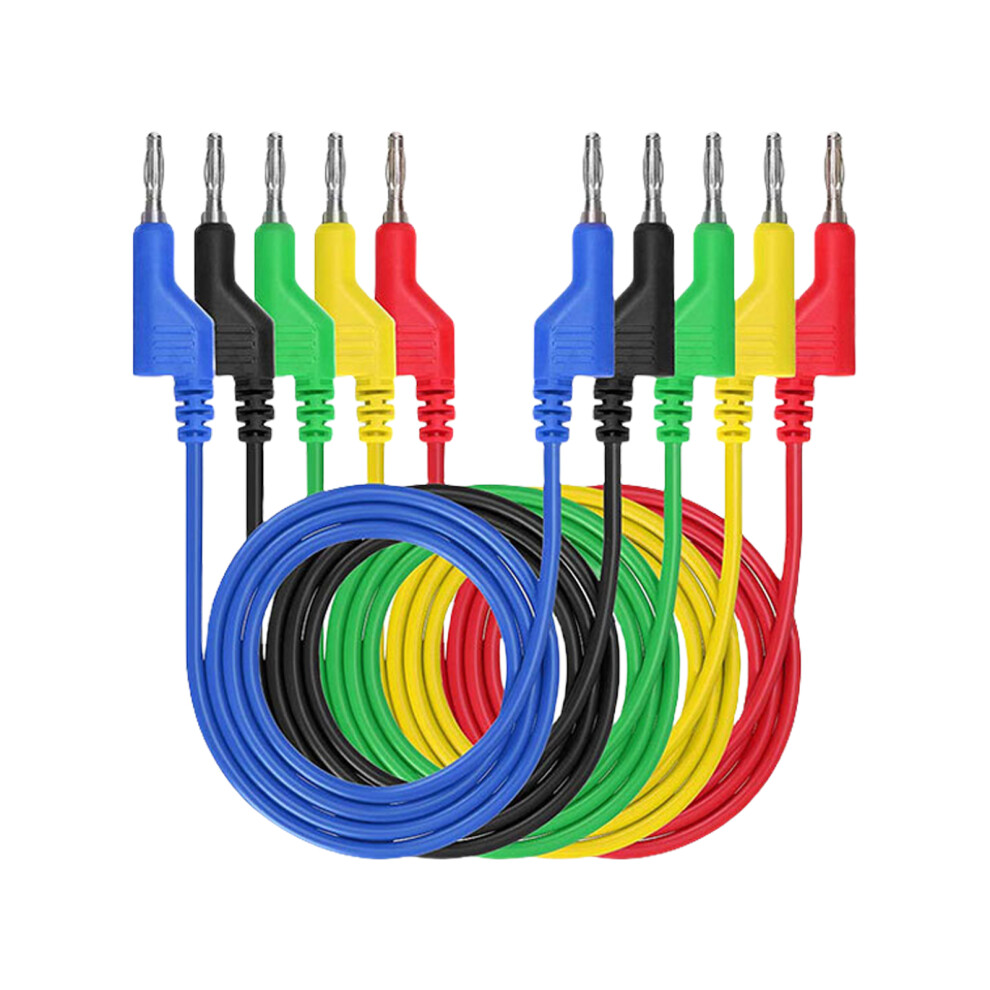 5Pcs 4Mm Copper Banana Plugs Test Leads With-Banana To Banana 7704000511483