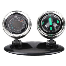 2 in 1 Adjustable Car Dashboard Compass with Thermometer for Truck Boat SUV Easy Adhesive Mount