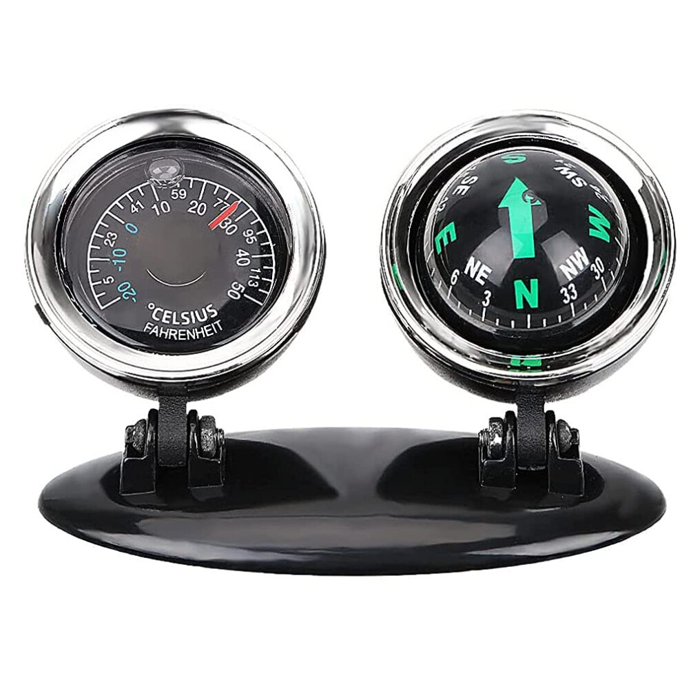2 In 1 Adjustable Car Dashboard Compass With Thermometer For Truck Boat Suv Easy Adhesive Mount 9119770769879